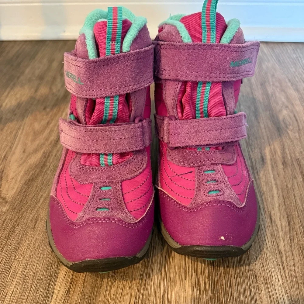Merrell Kids Hiking Shoes Pink Berry Winter Boots Shoes Size 3 Youth Waterproof